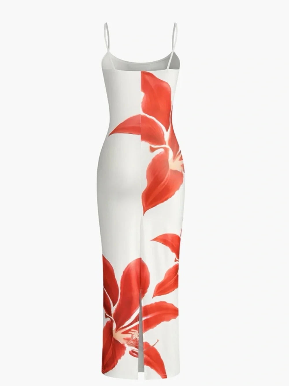 Commense White Maxi Dress with Bold Red Floral Design - Picture 5 of 7